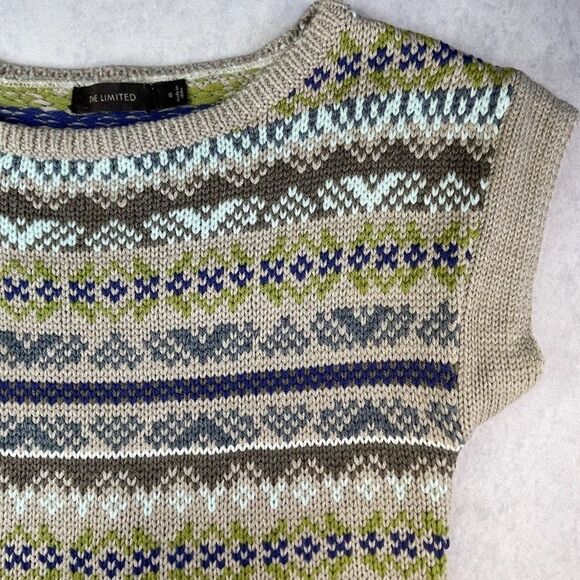 The Limited Sweater Wool Blend Womens Small Beige Neutral Pullover Y2K Vest - Picture 5 of 16